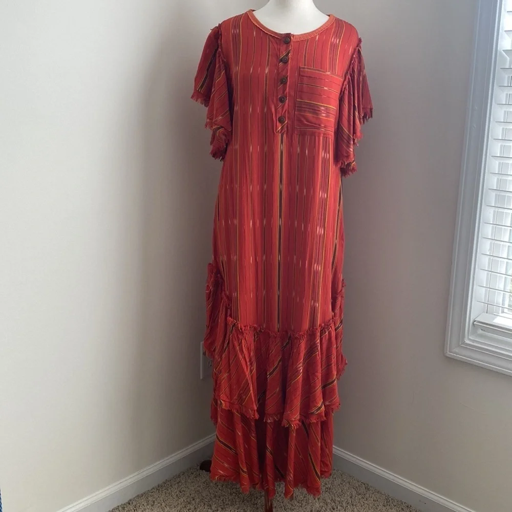 Free People Better Days Red Combo Maxi Dress Small - Picture 2 of 14